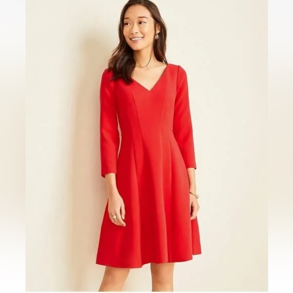 ann taylor seamed flare dress Ann Taylor LOFT Petite Ponte Seamed Midi Flare Dress 10P